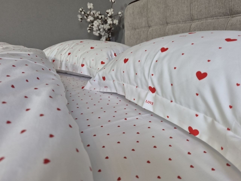 Комплект постільної білизни Сатин PREMIUM Love Story із сердечками - зображення 12