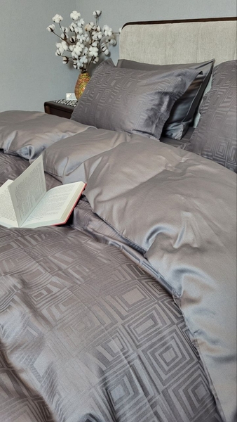 Комплект постельного белья Sguare Dark Grey, Сатин JACQUARD, ТМ Комфорт-текстиль - изображение 6