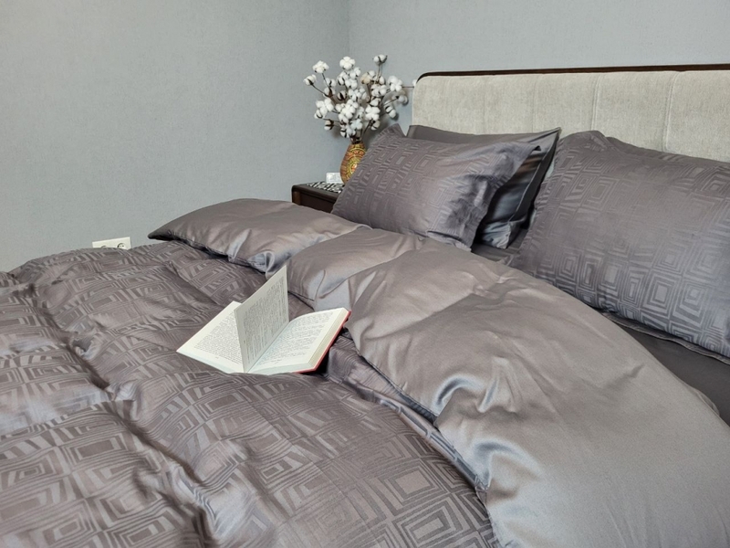 Комплект постельного белья Sguare Dark Grey, Сатин JACQUARD, ТМ Комфорт-текстиль - изображение 8