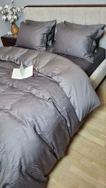 Комплект постельного белья Sguare Dark Grey, Сатин JACQUARD, ТМ Комфорт-текстиль - изображение 9