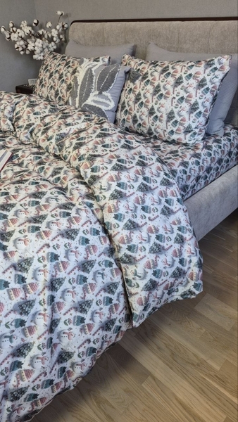Комплект постільної білизни Шапулі Turkish Flannel 5D зі сніговиками та шапками - зображення 6