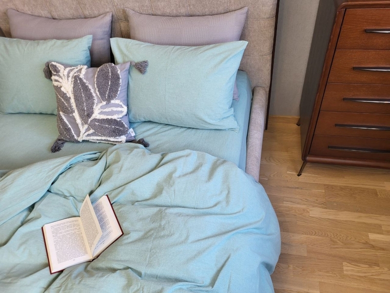 Комплект постільної білизни Варена бавовна, Cyan Washed Cotton W1291 - зображення 2