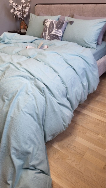 Комплект постільної білизни Варена бавовна, Cyan Washed Cotton W1291 - зображення 7