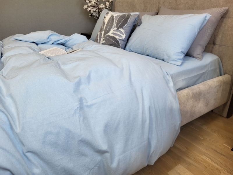 Комплект постельного белья Вареный хлопок, Sky Blue Washed Cotton W1281 - изображение 10