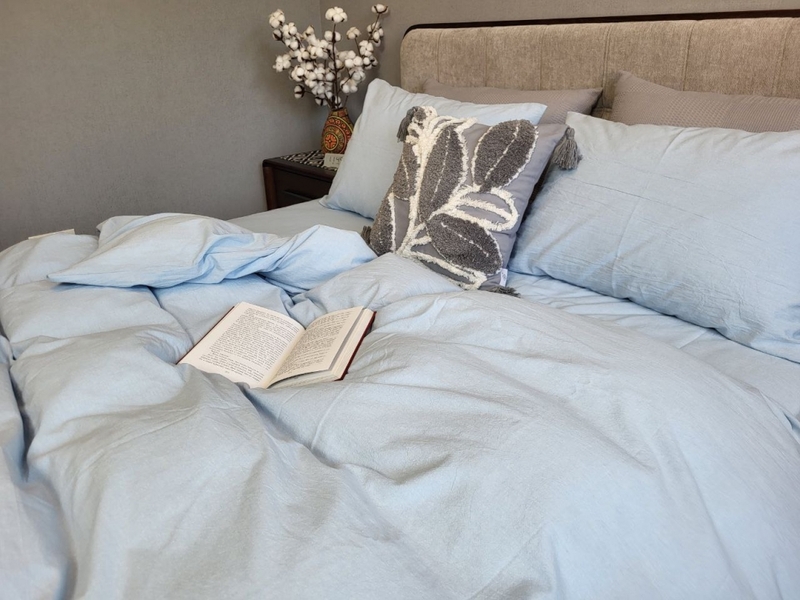 Комплект постельного белья Вареный хлопок, Sky Blue Washed Cotton W1281 - изображение 11