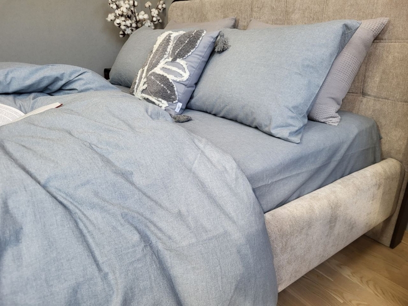 Комплект постільної білизни Варена бавовна, Slate Gray Washed Cotton W1011 - зображення 6