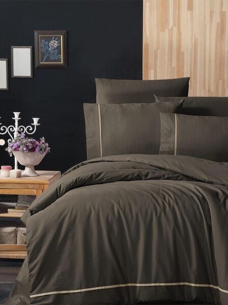 Комплект постельного белья Alisa Brown First Choice Ranforce DARK Deluxe Евро шоколадный - изображение 1