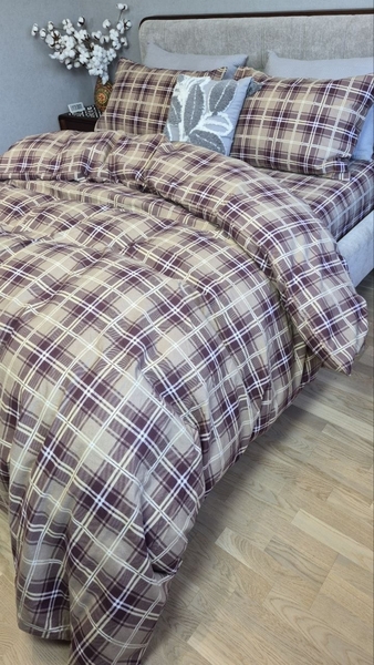 Комплект постільної білизни Наві Turkish flannel пастель у шотландську клітинку - зображення 4