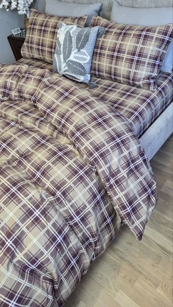 Комплект постільної білизни Наві Turkish flannel пастель у шотландську клітинку - зображення 5
