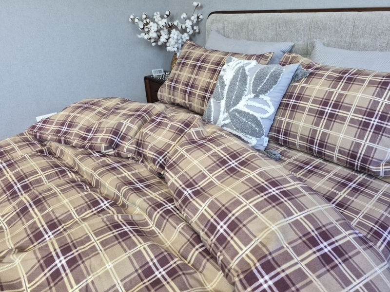 Комплект постільної білизни Наві Turkish flannel пастель у шотландську клітинку - зображення 6