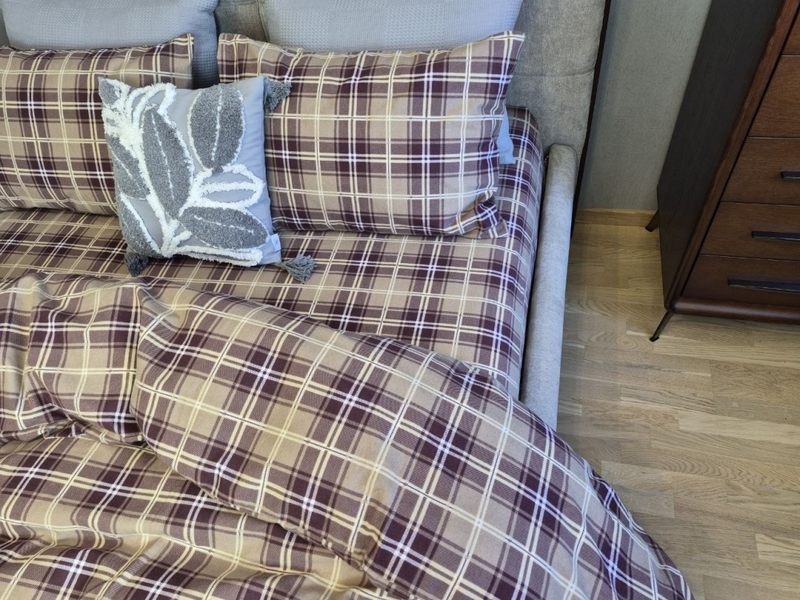 Комплект постільної білизни Наві Turkish flannel пастель у шотландську клітинку - зображення 7