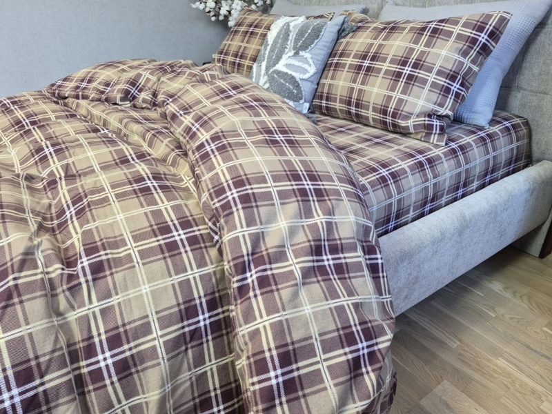 Комплект постільної білизни Наві Turkish flannel пастель у шотландську клітинку - зображення 8