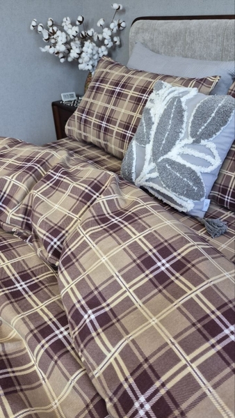 Комплект постільної білизни Наві Turkish flannel пастель у шотландську клітинку - зображення 9