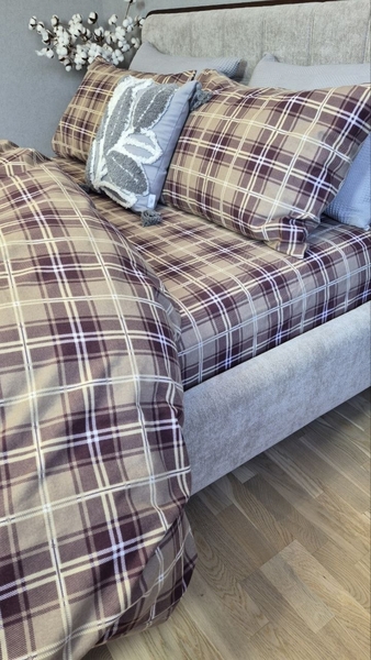 Комплект постільної білизни Наві Turkish flannel пастель у шотландську клітинку - зображення 12