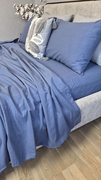 Комплект постільної білизни Синій Turkish Flannel однотонний S199 - зображення 7