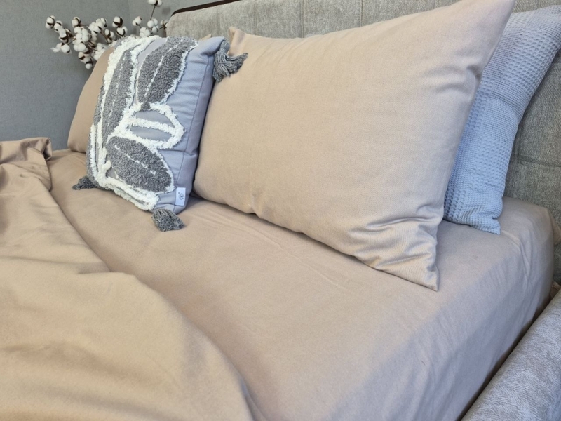 Комплект постільної білизни Темний беж Turkish Flannel тауп S122 - зображення 5