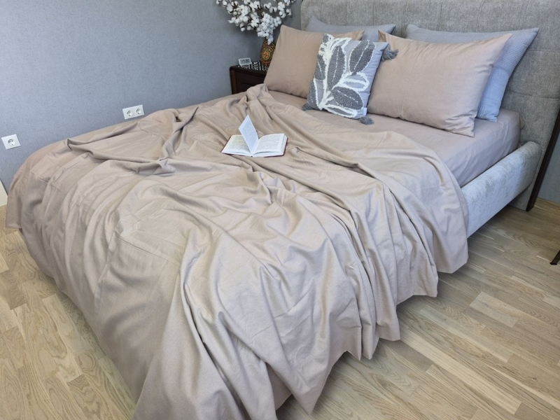 Комплект постільної білизни Темний беж Turkish Flannel тауп S122 - зображення 6