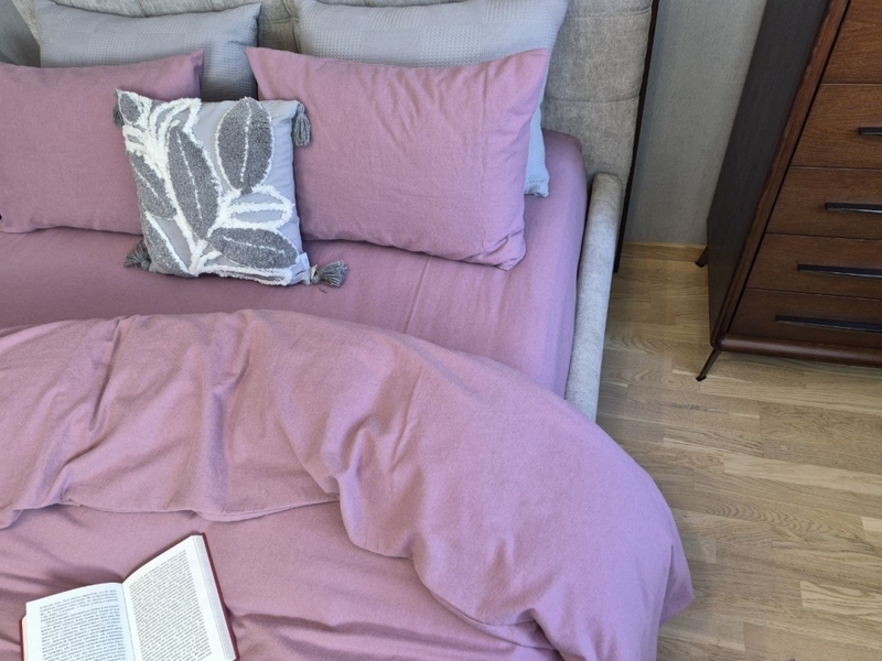 Комплект постільної білизни Виноградний Turkish Flannel пилово-фіолетовий S165 - зображення 2