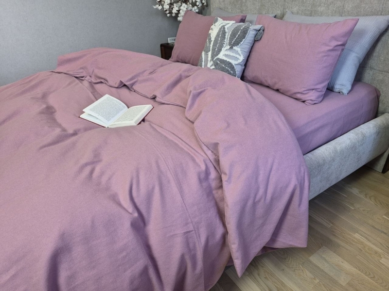 Комплект постільної білизни Виноградний Turkish Flannel пилово-фіолетовий S165 - зображення 4