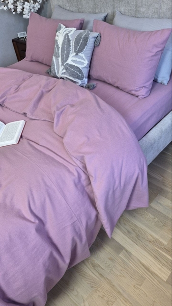 Комплект постільної білизни Виноградний Turkish Flannel пилово-фіолетовий S165 - зображення 5