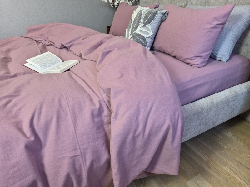 Комплект постільної білизни Виноградний Turkish Flannel пилово-фіолетовий S165 - зображення 6