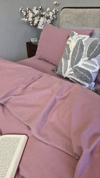 Комплект постільної білизни Виноградний Turkish Flannel пилово-фіолетовий S165 - зображення 7