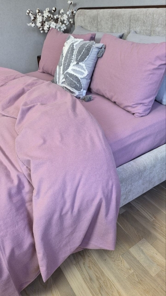 Комплект постільної білизни Виноградний Turkish Flannel пилово-фіолетовий S165 - зображення 8