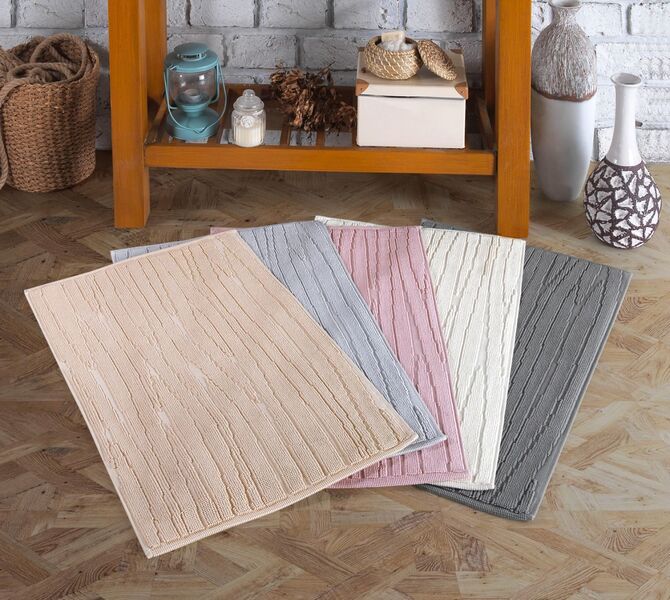 Килимок для нiг Gursan Cotton 50x80 бавовняний поштучно Wave світло-сірий - зображення 3