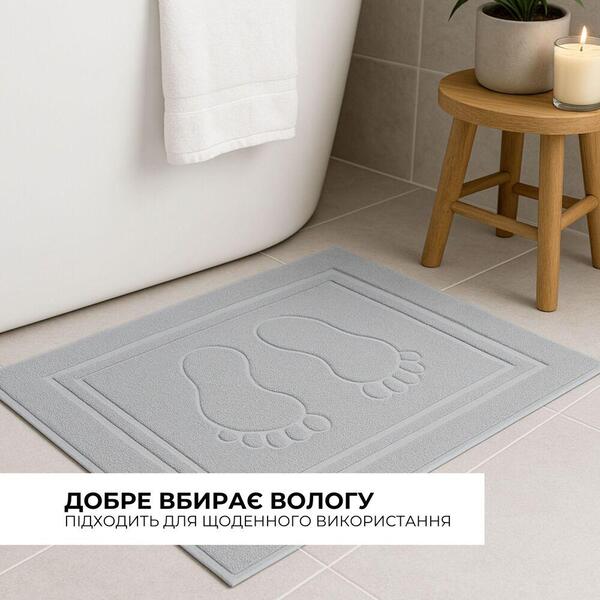 Коврик для ног в ванную комнату, 50 x 70 см, плотность 700 гм2, серый с ножками, ТМ IDEIA - изображение 2