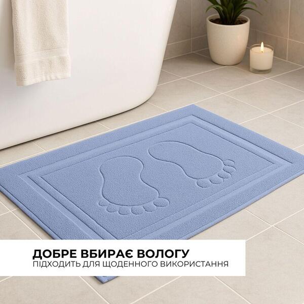 Коврик для ног в ванную комнату, 50 x 70 см, плотность 700 гм2, синий с ножками, ТМ IDEIA - изображение 2