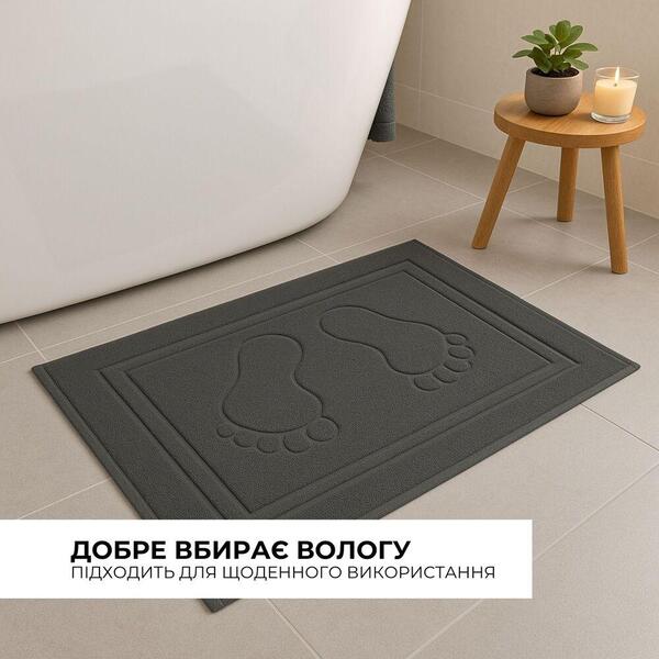 Коврик для ног в ванную комнату, 50 x 70 см, плотность 700 гм2, темно-серый с ножками, ТМ IDEIA - изображение 2
