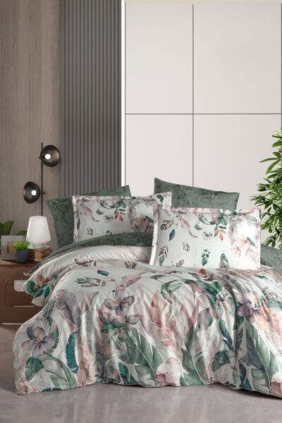 Комплект постільної білизни Reneta Green, Євро, Сатин PREMIUM 300TC, ТМ La Romano - зображення 1