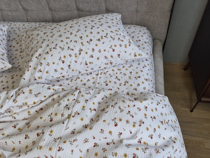 Комплект постельного белья Краля Ранфорс Gofre, нежные полевые цветы - изображение 4