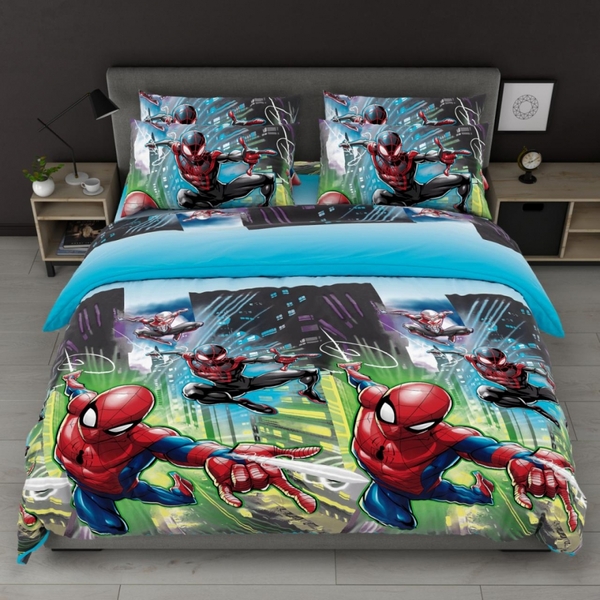 Комплект постельного белья Spider Man, Человек паук, бязь, голубой, бирюзовый - изображение 1
