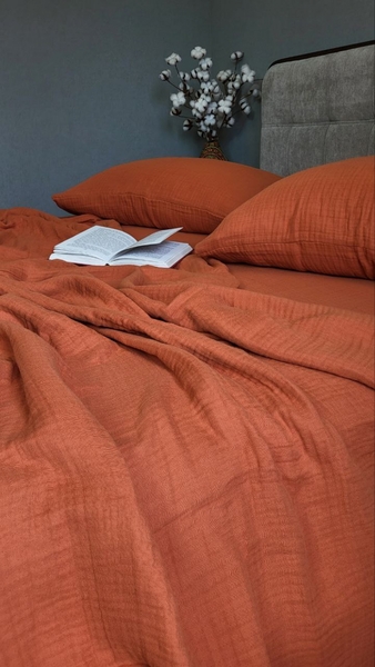 Муслінове покривало Shine Terracotta зі 100% бавовни, ТМ Комфорт-текстиль - зображення 1