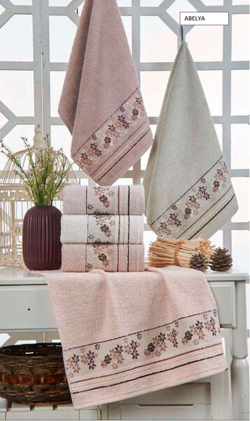 Набор банных махровых полотенец Sikel Purry Cotton Abelya 70х140 см (6 шт.)  100 хлопок, 400 гм, Турция - изображение 1