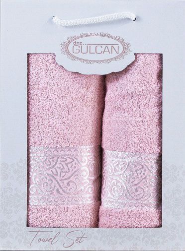 Набор из 2-х махровых полотенец Gulcan Cotton Ornament pink - изображение 1
