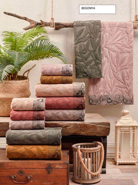 Набор махровых лицевых полотенец Sikel Begonya 50х90 см (6 шт), 100 хлопок, 550 гм2, Турция - изображение 1