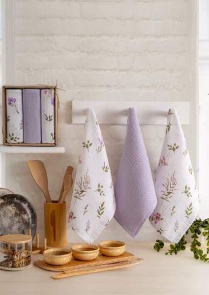 Набір кухонних рушників Nilteks Velora Lila, 3 шт, 40x60 см - зображення 3