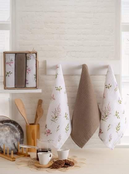 Набір кухонних рушників Nilteks Velora Beige, 3 шт, 40x60 см - зображення 1