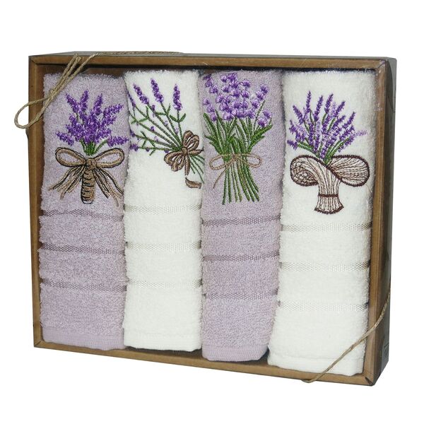Набір кухонних махрових рушників Nilteks Natural Box Lavender-2, 4 шт, 30x50 см - зображення 1