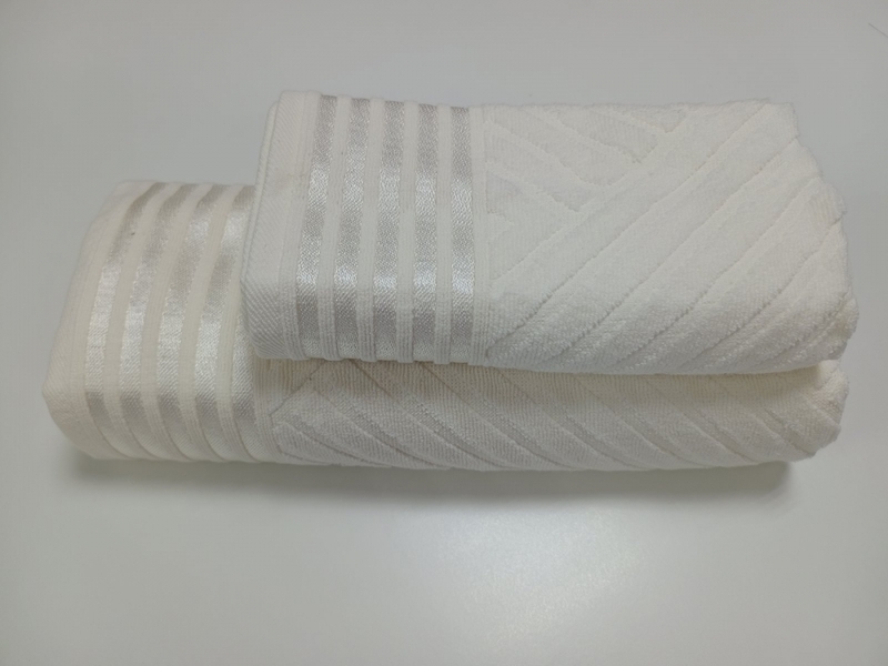 Набор махровых полотенец LUX COTTON YENI Баня + Лицо, 100% Хлопок, Молочный, Турция - изображение 1