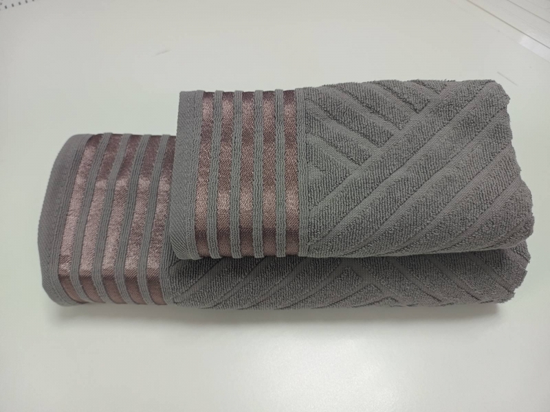 Набор махровых полотенец LUX COTTON YENI Баня + Лицо, 100% Хлопок, Серый, Турция - изображение 1