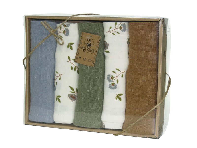 Набiр муслінових рушників для кухні 5 шт 40 x 60 Nilteks Muslin Print - зображення 11