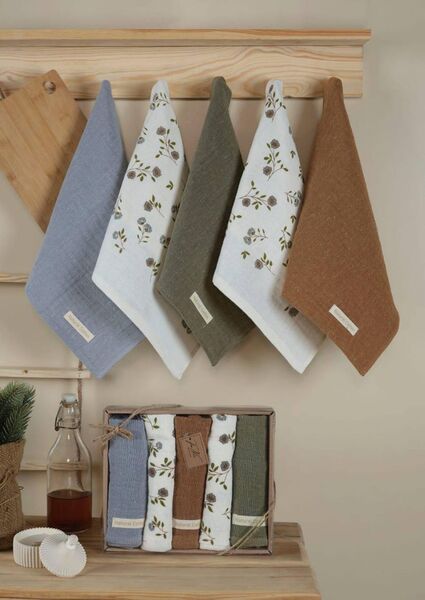 Набiр муслінових рушників для кухні 5 шт 40 x 60 Nilteks Muslin Print - зображення 9