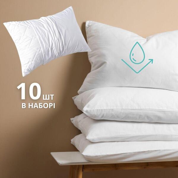 Наволочка непромокающая набор 10 шт 50 x 70 см на молнии дышащая Аква Стоп, белая, ТМ IDEIA - изображение 2