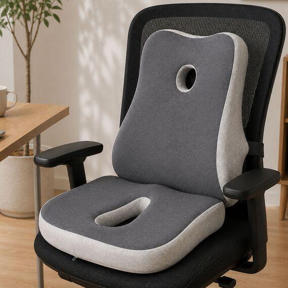 Набор офисных ортопедических подушек IDEIA, для спины 44 x 38 x 12 см  для сидения 43 x 38 x 10 см, с эффектом памяти - изображение 1