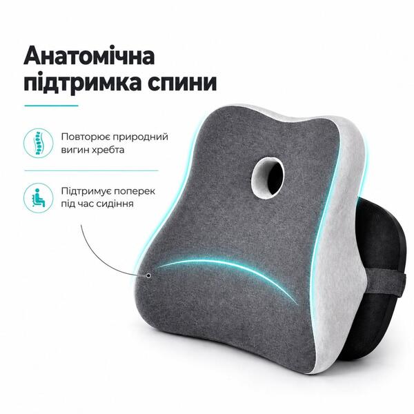 Набор офисных ортопедических подушек IDEIA, для спины 44 x 38 x 12 см  для сидения 43 x 38 x 10 см, с эффектом памяти - изображение 5