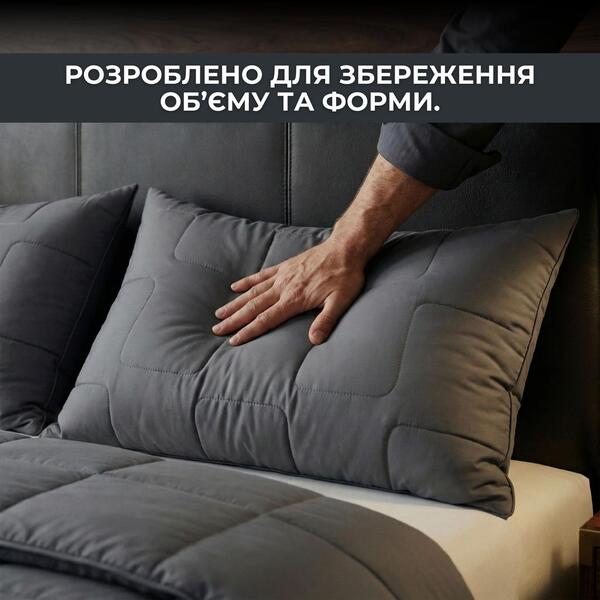 Подушки 50x70 см 2 шт, ManMaker IDEIA, искусственный пух, гипоаллергенные, стеганые на молнии, графитовые - изображение 4