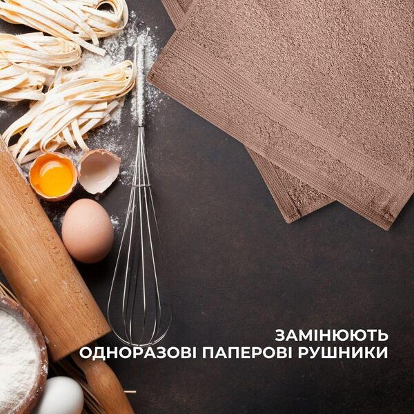 Набір махрових рушників 6 шт, серветки 30 x 30 см, натуральна бавовна 550 гм2, бежеві, ТМ IDEIA - зображення 8